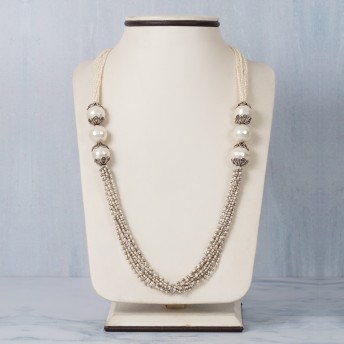 Silver and Fresh Water Rice Pearl Neck Piece